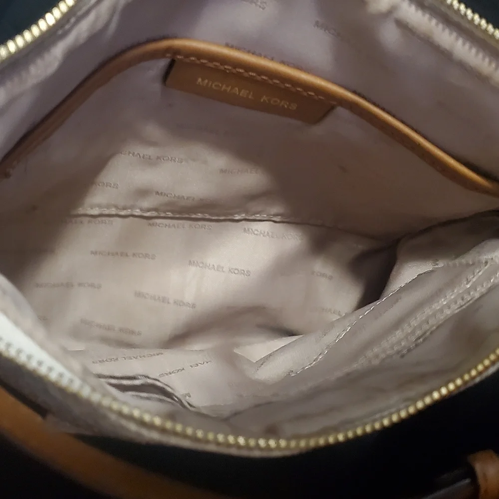 Michael Kors Gray Brown Monogram Jet Set Crossbody Bag
